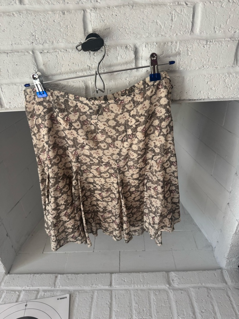 Women's Floral A-Line Skirt - Beige Floral